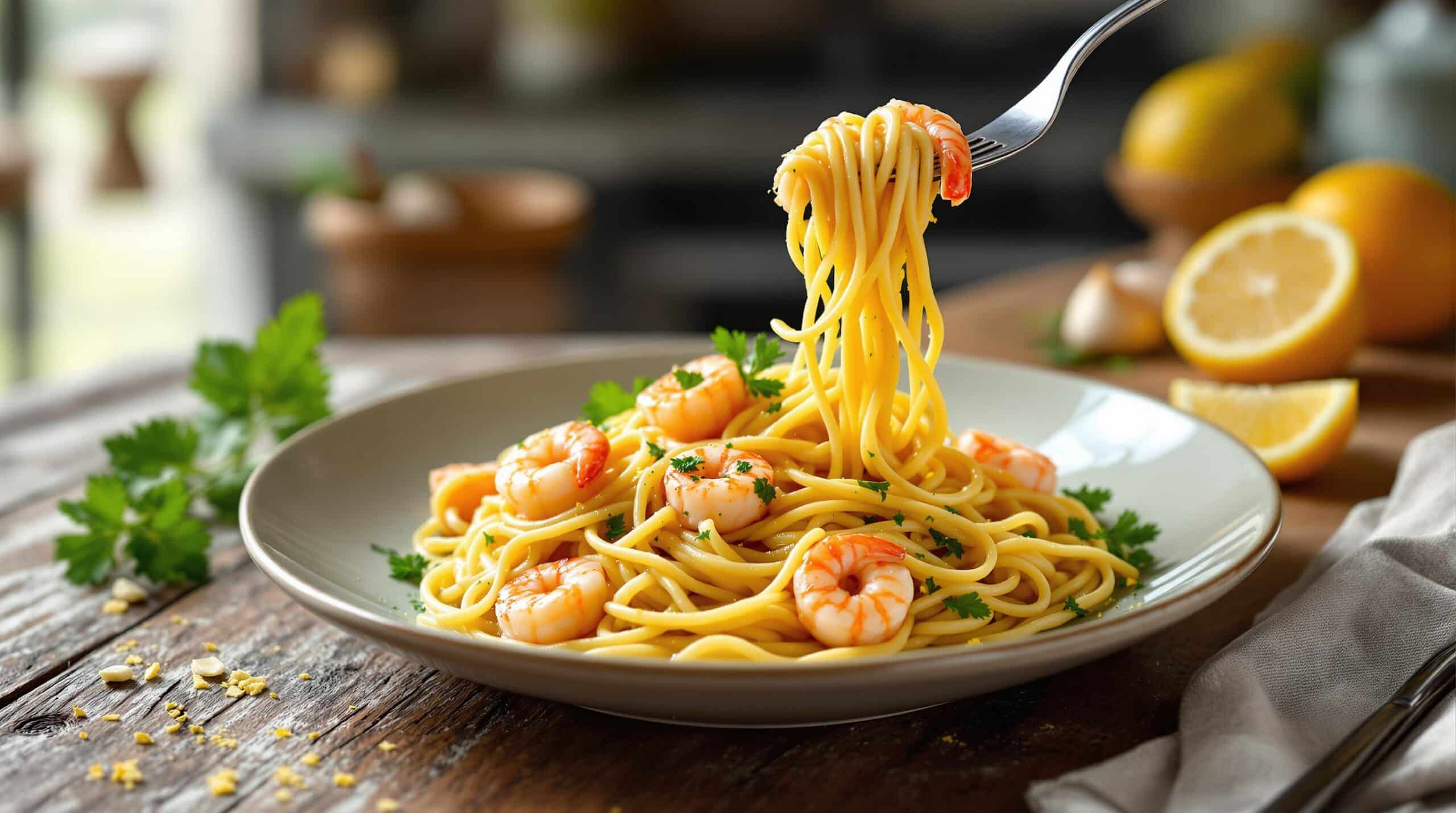 Sperimenta i tuoi gusti: pasta con gamberi aglio e limone